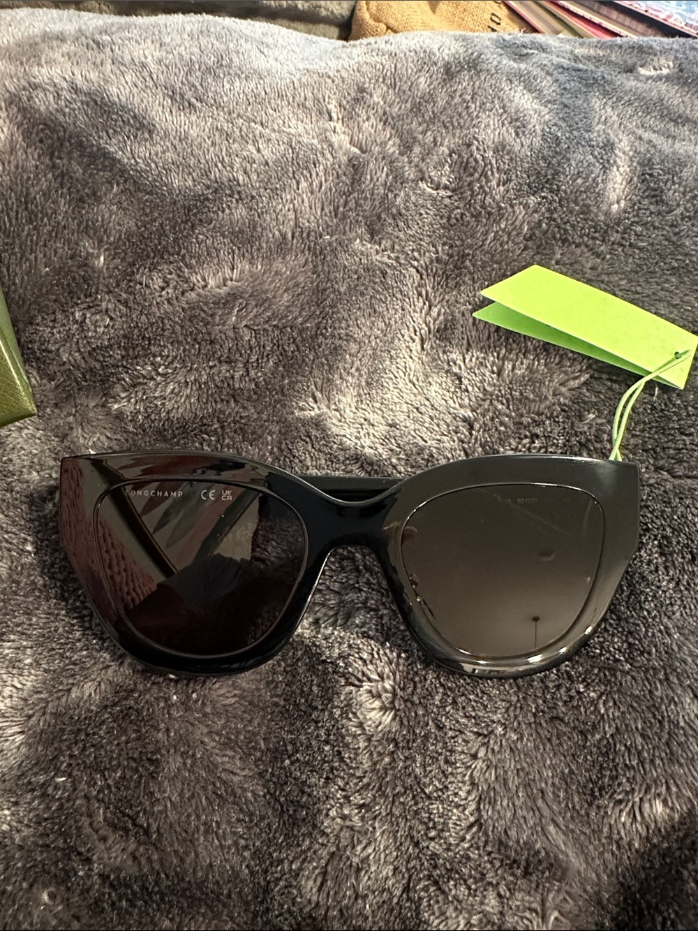 Longchamp Black Oversized Cat-Eye Sunglasses
